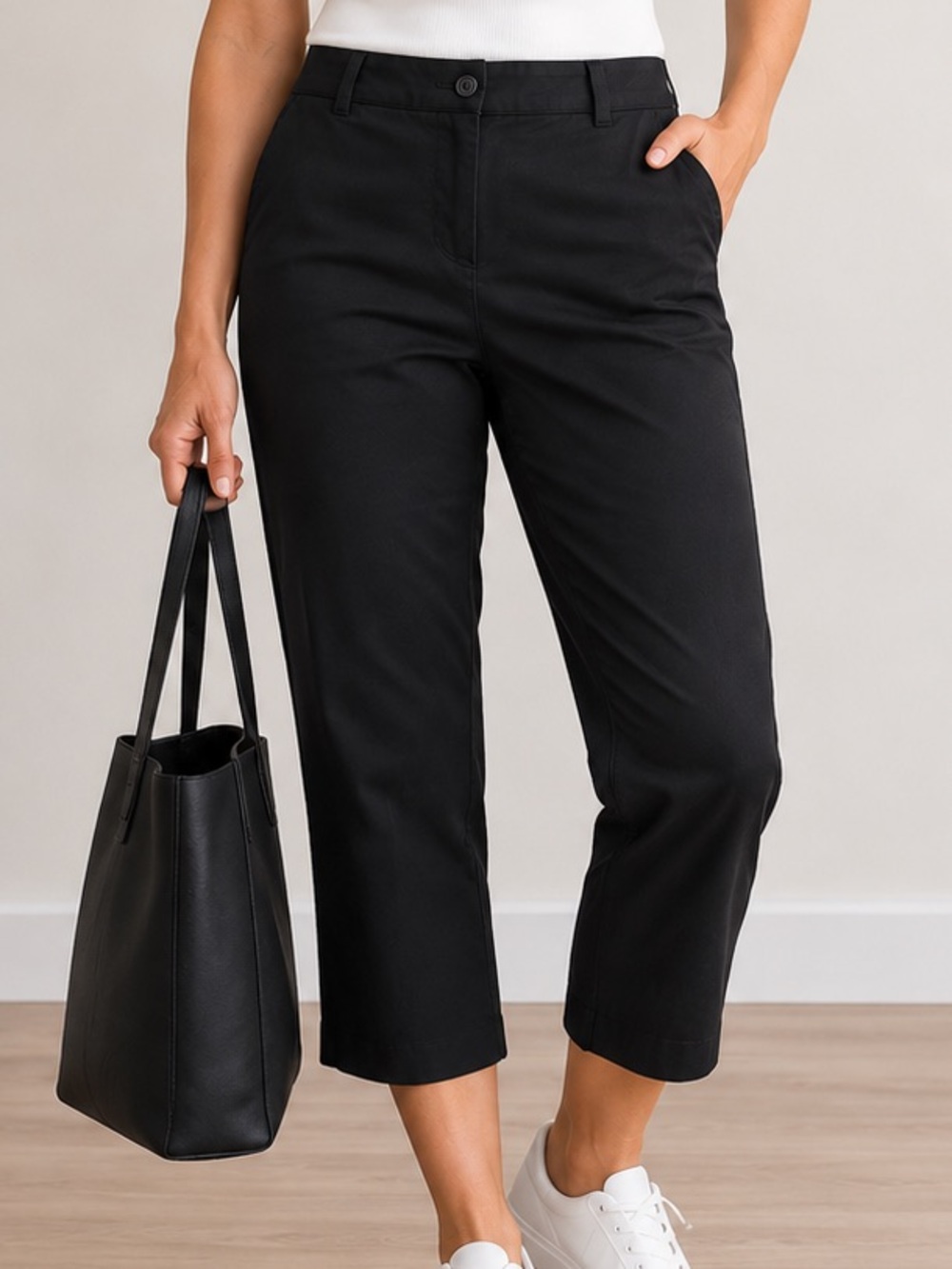 Dalia Black Cropped Stretch Capri Pants Classic Slim Fit Size 10